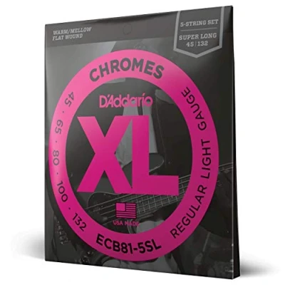 Abbildung von D&#039;Addario E Bass Gitarrensaiten Saiten Bassgitarre Strings Guitar ECB81 5SL XL Saitensatz 5 saitig 0,11 cm 0,35 (.045 .132 Zoll)