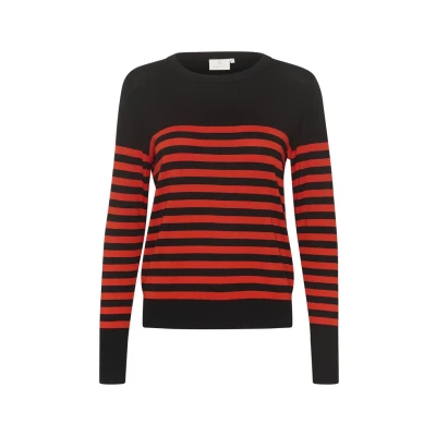 Abbildung von Kaffe Strickpullover Black red stripe, Damen, Größe: 40, stripe