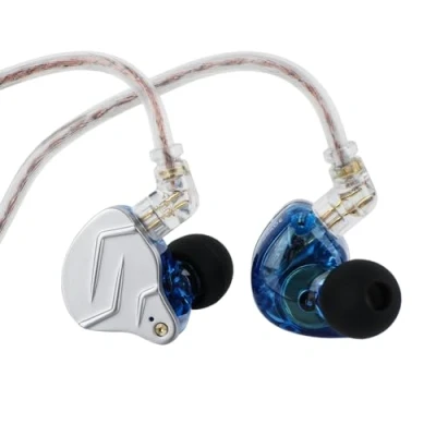 Abbildung von LINSOUL KZ ZSN Pro Dual Treiber 1BA + 1DD Hybrid Metall Ohrhörer HiFi In Ear Monitor mit abnehmbares versenktes 2Pin Kabel, Zin Legierungspanel(Blau,Mit Mikrofon)