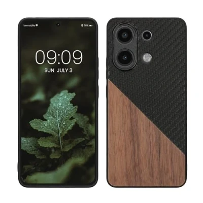 Abbildung von kwmobile Hülle kompatibel mit Xiaomi Redmi Note 13 4G Handyhülle Handy Schutzhülle Smartphone Cover Dunkelbraun Schwarz