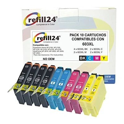 Abbildung von refill24: 603XL Tintenpatronen kompatibel für 603 XL Multipack Expression Home XP 2100 2105 3100 3105 4100 4105 Workforce WF 2810 2830 28330 5 2 850