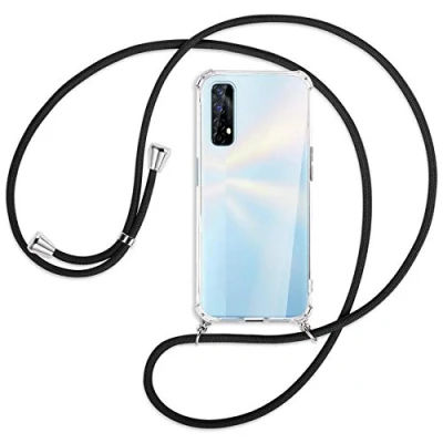 Abbildung von mtb more energy® Handykette kompatibel mit Realme 7 (6.5&#039;&#039;) schwarz Smartphone Hülle zum Umhängen Anti Shock Full TPU Case