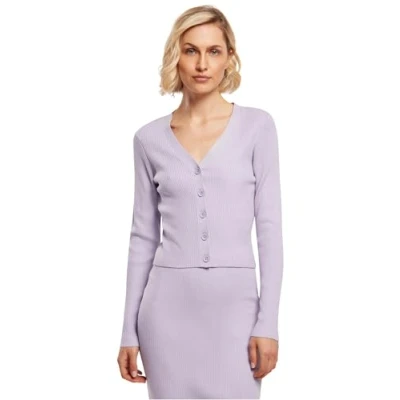 Abbildung von Urban Classics Ladies Short RIB KNIT Cardigan Strickjacke, Damen, Größe: Large, Lilac