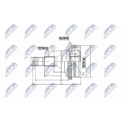 Abbildung von NTY NPZ CT 010 Gelenksatz radseitig TPE (thermoplastischer Elastomer) CITROËN: DS4 Schrägheck, C4 I Schrägheck