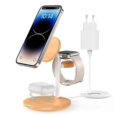 Abbildung von 3 in 1 Ladestation für Apple Geräte, MagSafe Ladestation,15 W Induktive Ladeständer iPhone 15 14 13 12, iWatch Ultra/8/7/SE/6/5/4/3/2,AirPods 3/2 Pro