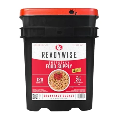 Abbildung von ReadyWise Herren Notfallnahrung Lebensmittel, 3XL, 120 Servings Breakfast Bucket