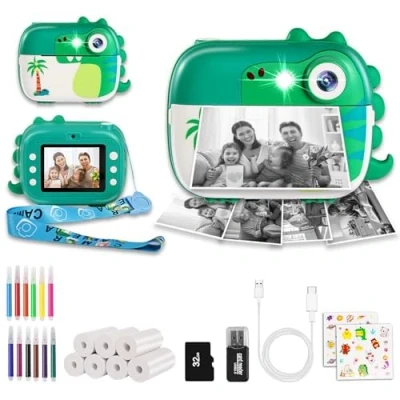Abbildung von Sofortbildkamera Kinder,ARNSSIEN KinderKamera Sofortdruck mit 32G Karte und 7 Rollen Druckerpapier,1080P HD Kinder Kamera,Digitalkamera Geschenke für Jungen Mädchen 3 12 Jahre