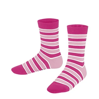 Abbildung von FALKE Unisex Kinder Socken Simple Stripes K SO Baumwolle gemustert 1 Paar, Rosa (Gloss 8550) neu umweltfreundlich, 19 22