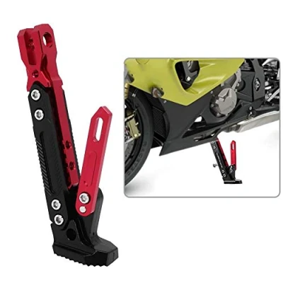 Abbildung von Motorrad Fuß Seitenstütze Ständer, Einstellbarer B0503 Motorradrahmen Horizon Halterung Aluminiumlegierung Verstellbarer Ständer Seitenständer für Motorrad(Rot)