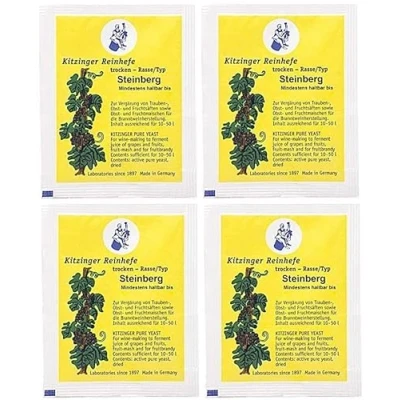 Abbildung von 4er Pack Steinberg Trockenhefe von Arauner Kitzinger Weinhefe Reinhefe Wein selber machen