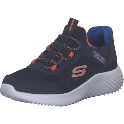 Abbildung von Skechers Bounder Sneaker low für Kinder, Größe: 35, Navy black synthetic textile trim blue orange Schuhe