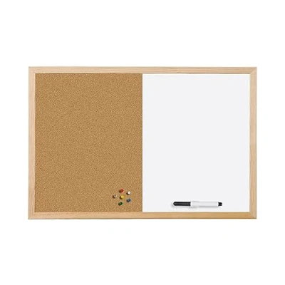 Abbildung von Bi Office Kombitafel, Magnetische und Korkoberfläche in einem Produkt, Holzrahmen, 40 x 30 cm