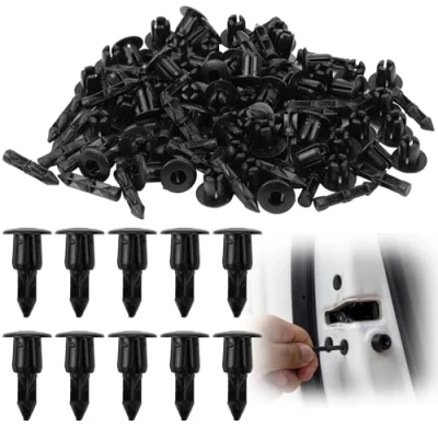 Abbildung von TYBYBB 50 Stück Befestigungsclips Auto 6 mm Kunststoffnieten Spritzschutz Schwarz Spreiznieten Kunststoff Kompatibel für Auto, Honda, Yamaha, Suzuki, Kawasaki