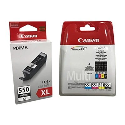 Abbildung von 5 Original Druckerpatronen XL Black + Multipack klein (bk/y/c/m) für Canon Pixma IP 7250 IP7250 Tintenpatronen