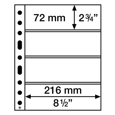 Abbildung von Leuchtturm, Grande, Blätter (4 Ringe) 4er Einteilung (216x72 mm.) Transparent Abm: 242x312 mm. pro 50 Stk.