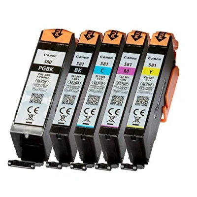 Abbildung von Canon PGI 580 CLI 581 Setup Original Tintenpatronen für Pixma TR 7500, 8500, TS 6250, 9550 9100 ohne Blisterverpackung, fotoschwarz, cyan, magenta, gelb, textschwarz, Standard
