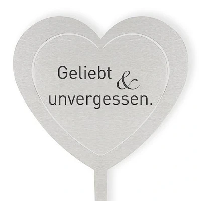 Abbildung von DOLORINO Grabstecker Herz &#039;Geliebt &amp; unvergessen&#039;, Grabschmuck, eine wetterfeste Erinnerung aus Edelstahl, Edelstahl