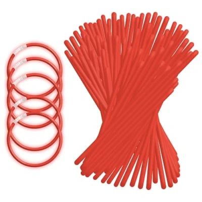 Abbildung von UV Floor 8717662460029 Neon Armband Knicklichter + 100 Verbinder Premium Qualität Leuchtendes Zubehör Neonlicht Party Kostüme, Rot,