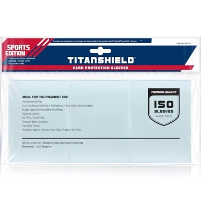 Abbildung von TitanShield (150 Sleeves/Clear Sports Edition Standard Size Trading Card Sleeves Deck Protectors (Baseball, Football, Basketball)