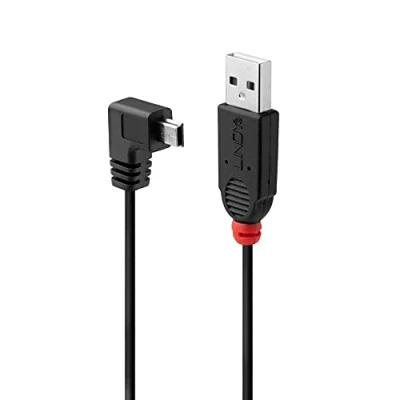Abbildung von LINDY USB 2.0 Typ A/Mini B 90 0.5m Mini Stecker rechts schwarz, 31970