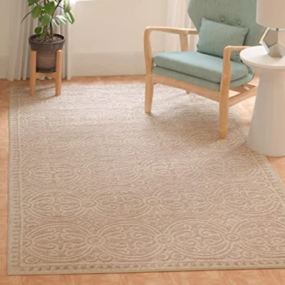 Abbildung von SAFAVIEH Traditionell Teppich für Wohnzimmer, Esszimmer, Schlafzimmer Cambridge Collection, Kurzer Flor, Hellrosa und Elfenbein, 122 X 183 cm