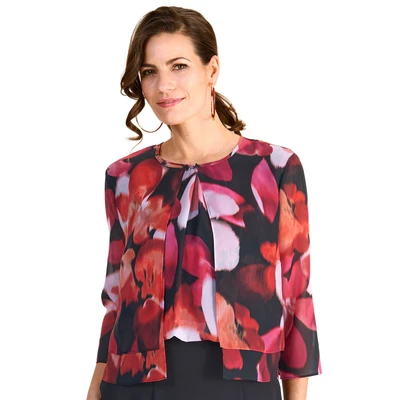 Abbildung von HERMANN LANGE Collection Blusenblazer transparent, mit floralem Muster