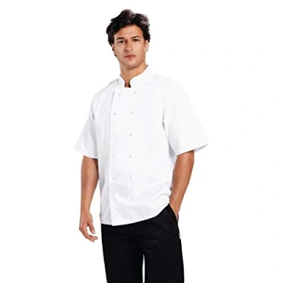 Abbildung von Whites Boston Unisex Kurzarm Kochjacke, Weiß, S / Klein, Kochbekleidung, Zweireiher, Maschinenwaschbar, bestickbar, Brustumfang: 36 38 inch 92 97cm B250