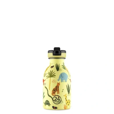 Abbildung von 24 Bottles Trinkflasche Edelstahl Kids Bottle &quot;Jungle Friends&quot; 0,25 l, Schnellverschluss, spülmaschinengeeignet, mit Strohhalm