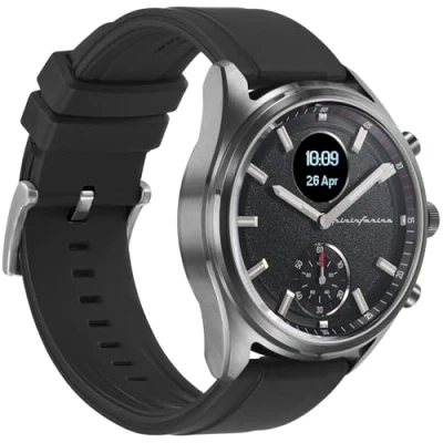 Abbildung von Pininfarina Sintesi Sport Hybrid Smartwatch Analoguhr mit FKM Armband, Digitalanzeige, Kompass, GPS Tracking und Fitness Tracker für Herzfrequenz, Schritte, Kalorien Schlaf Ivory Night