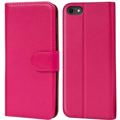 Abbildung von Verco iPhone SE 2020 2022 Hülle, Handyhülle für 7/8, 2. Gen. 3. Tasche PU Leder Flip Case Brieftasche Pink
