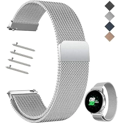 Abbildung von HLXJR Edelstahl Mesh Armband [14 24mm] für Smartwatches Magnetverschluss &amp; Werkzeugfreie Anpassung Premium Metallgitter Design Wasserdicht Atmungsaktiv Unisex Business/Sport/Outdoor