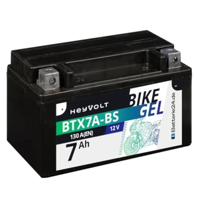 Abbildung von HeyVolt GEL Motorradbatterie 12V 7Ah 50615 YTX7A BS CTX7A SLA12 7Z S FTX7A GTX7A