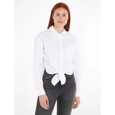 Abbildung von Tommy Jeans Front TIE Shirt Bluse, Damen, Größe: 42, White