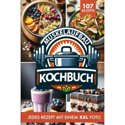Abbildung von Muskelaufbau Kochbuch &amp; Ernährung: Die 107 besten Fitness Rezepte inkl. XXL für ein optimales Krafttraining und gesunde Ernährung. Effektives Bodybuilding Fettverbrennung + Nährwertangaben