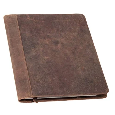 Abbildung von Pride and Soul 30124 Ledereinband DIN A5 PERKINS, Lederhülle für Notizbuch, Buchhülle aus Echt Leder, Buchumschlag in braun, Einband mit Lesezeichen, 8 Visitenkartenfächern und Stiftschlaufe