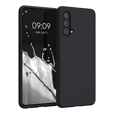 Abbildung von kwmobile Hülle kompatibel mit OnePlus Nord CE 5G weiches TPU Silikon Case Cover geeignet für kabelloses Laden Schwarz matt
