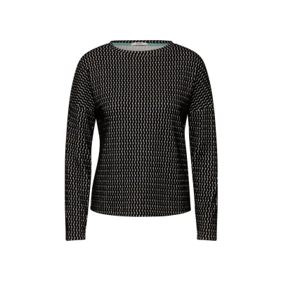 Abbildung von Cecil Jaquard Langarmshirt, Damen, Größe: Large, Schwarz