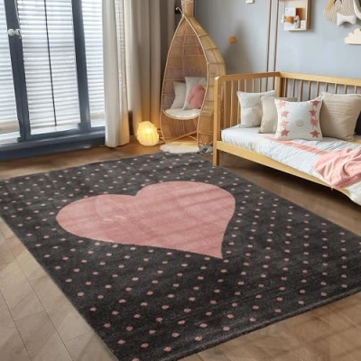 Abbildung von Kinderteppich Herz Design, Carpettex, Läufer, Höhe: 10 mm, Teppich Kinderzimmer Design Kinder Rosa Babyzimmer