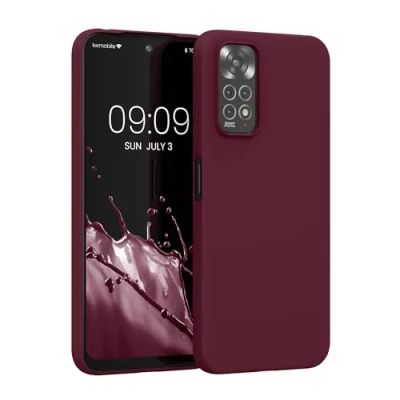 Abbildung von kwmobile Hülle kompatibel mit Xiaomi Redmi Note 11 / 11S weiches TPU Silikon Case Cover geeignet für kabelloses Laden Magenta Lila