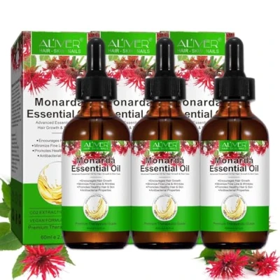 Abbildung von P Beauty 3x60ml Ätherisches Monarda Öl Haaröl, Hautpflegeöl, Wimpernöl Feuchtigkeitsspendend, Haarwachstum &amp; Anti Aging Natürliches Pflegeöl für Haut, Haare, Nägel, alle Hauttypen
