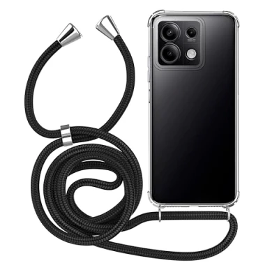 Abbildung von MyGadget Handykette für Xiaomi Redmi Note 13 5G Hülle mit Band Handyhülle Handyband zum Umhängen Kordel Schnur Case Schutzhülle Schwarz