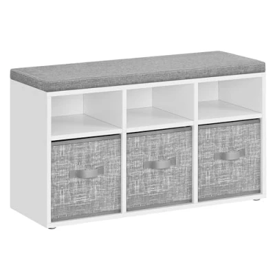 Abbildung von VASAGLE Schuhbank, Sitzbank, Schuh Organizer mit 6 Fächern und 3 verstellbaren Ablagen, Aufbewahrungsboxen, für Flur, Wohnzimmer Schlafzimmer, wolkenweiß Taubengrau LSB101W14
