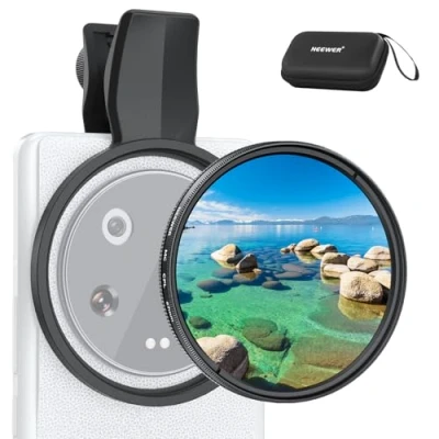 Abbildung von NEEWER 67mm Clip On CPL Filter für Handy, Zirkular Polarisationsfilter Fotografie Zubehör Set Android Smartphone Kameraobjektiv, Polfilter kompatibel mit Samsung Google Pixel Huawei Xiaomi, FL B19