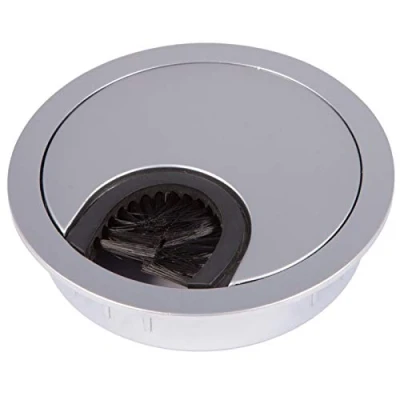 Abbildung von SO TECH Kabeldurchführung Kabeldurchlass aus Metall Chrom matt Bohrmaß Ø 68 mm Schreibtisch mit Staubdichtung
