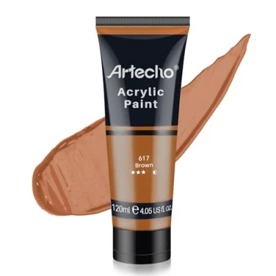 Abbildung von Artecho Acrylfarbe Braun 120 ml, Wasserfest und Lichtecht, Schnell Trocknend, für Leinwand, Holz, Stoff, Handwerk, Leder Stein.