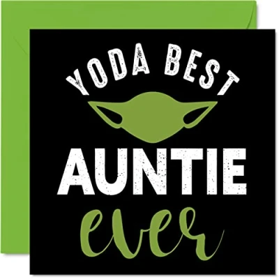 Abbildung von Stuff4 Lustige Geburtstagskarte für Tante Yoda Best Witz Happy Birthday Karte vom Neffen Nichte, Banter Aunty Geburtstagsgeschenke, 145 mm x mm, Grußkarten Geschenk Tante,