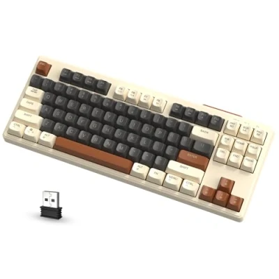 Abbildung von ATTACK SHARK FREEWOLF M87 80% Kabellose Gaming Tastatur, 87 Tasten TKL RGB Mechanical Feeling SA PBT Tastatur Bluetooth /2,4 GHz, 4000 mAh Akku für Mac/Win, geräuschloses Büro/Gaming Kaffee