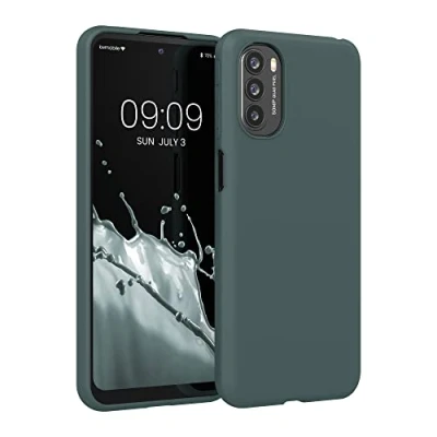 Abbildung von kwmobile Hülle kompatibel mit Motorola Moto G31 / G41 weiches TPU Silikon Case Cover geeignet für kabelloses Laden Tannengrün