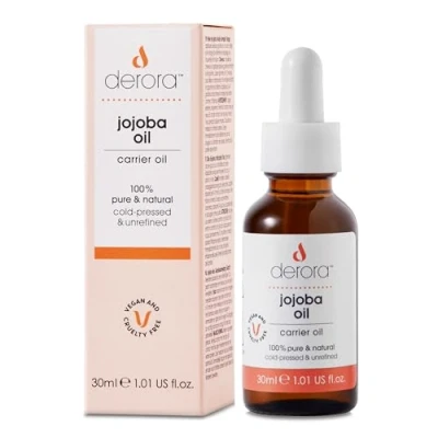 Abbildung von Derora Jojobaöl, Pflegt Haut, Haare und Nägel, 100% rein, Unraffiniert, Natürlich, Kaltgepresst, Reich an Antioxidantien Vitamin E, Alle Hauttypen (30 ml (1er Pack)