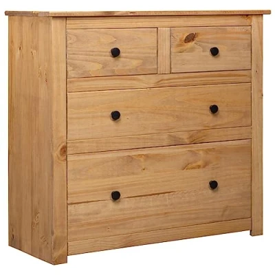 Abbildung von vidaXL Panama Kiefer Sideboard mit 4 Schubladen Kommode Anrichte Mehrzweckschrank Beistellschrank Schrank Flurschrank Standschrank 80x40x83cm